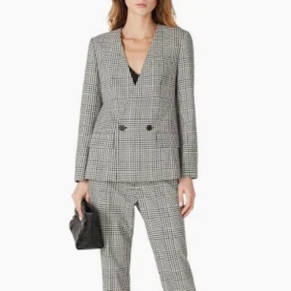 Club Monaco Black and White Plaid Blazer